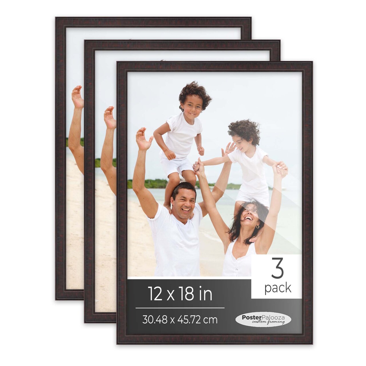Pack of 3 Rustic Brown Picture Frames | Solid Wood | UV-Resistant Acrylic | Easy Gallery Wall Setup